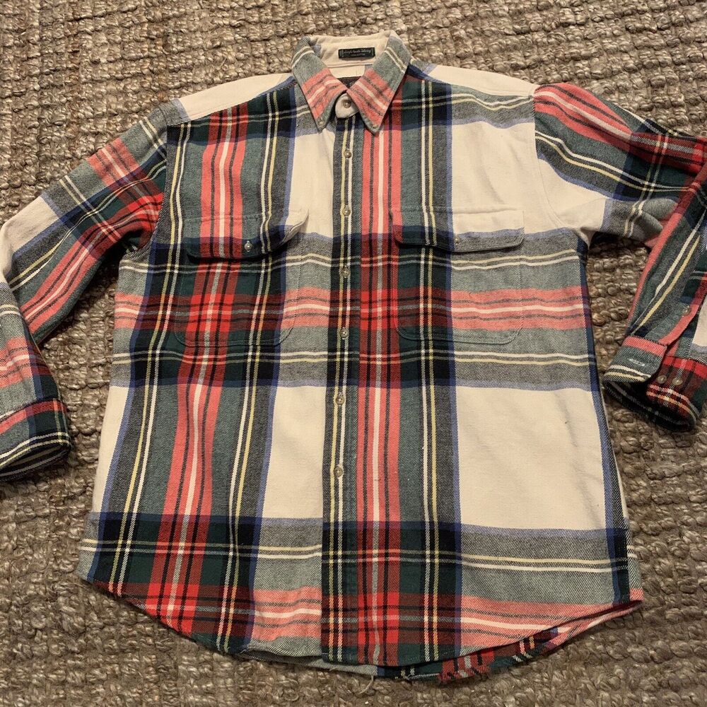 Tailors Row Finery Plaid Shirt Shacket Mens Large Tartan Single Needle Vintage
